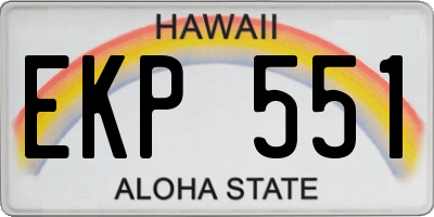 HI license plate EKP551