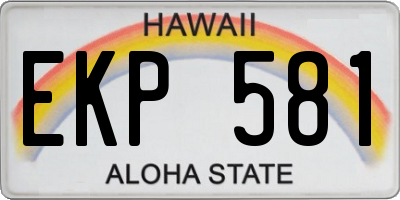 HI license plate EKP581