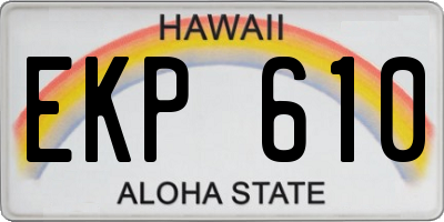 HI license plate EKP610