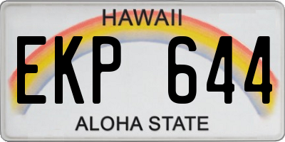 HI license plate EKP644