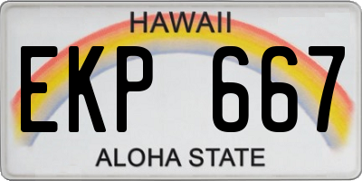 HI license plate EKP667