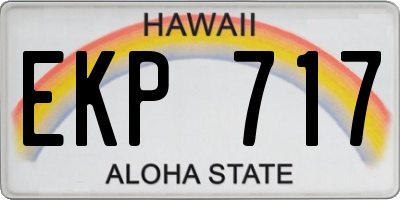 HI license plate EKP717