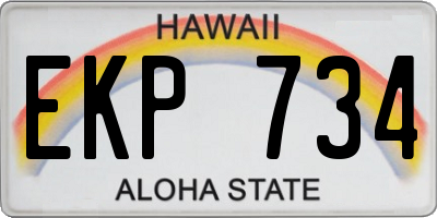 HI license plate EKP734