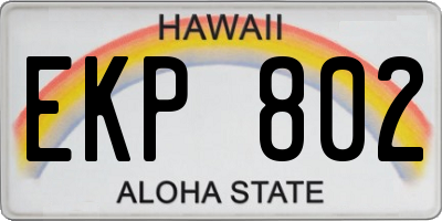 HI license plate EKP802
