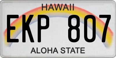 HI license plate EKP807