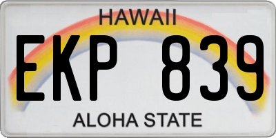 HI license plate EKP839