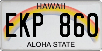 HI license plate EKP860