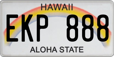HI license plate EKP888
