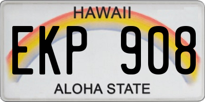 HI license plate EKP908
