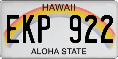 HI license plate EKP922