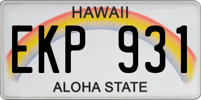 HI license plate EKP931