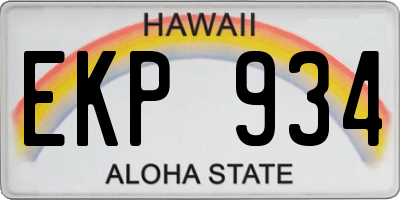 HI license plate EKP934