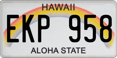 HI license plate EKP958
