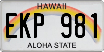 HI license plate EKP981