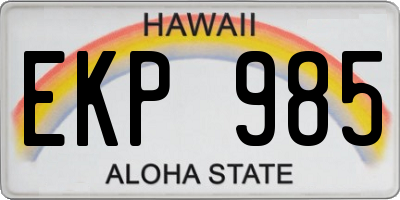 HI license plate EKP985
