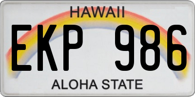 HI license plate EKP986