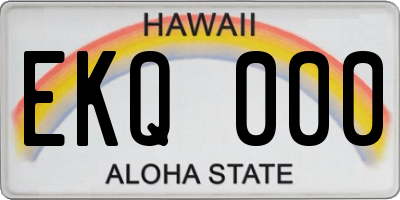 HI license plate EKQ000