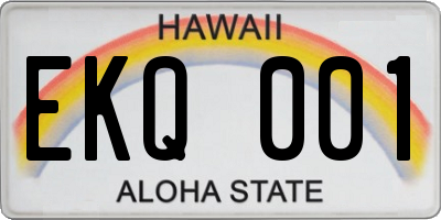 HI license plate EKQ001