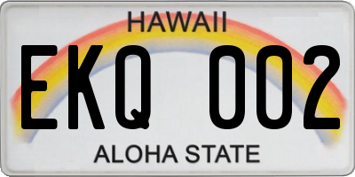 HI license plate EKQ002