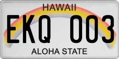 HI license plate EKQ003