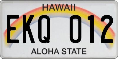 HI license plate EKQ012