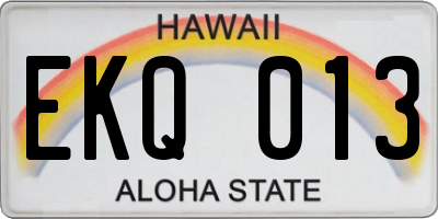 HI license plate EKQ013