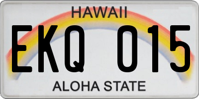 HI license plate EKQ015