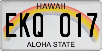 HI license plate EKQ017