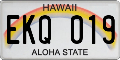 HI license plate EKQ019