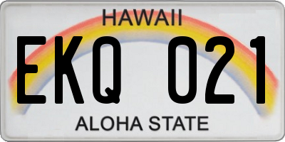 HI license plate EKQ021