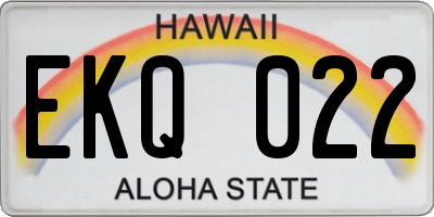 HI license plate EKQ022