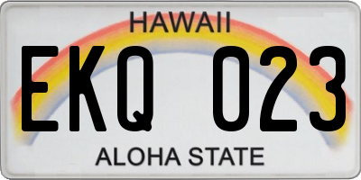 HI license plate EKQ023