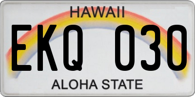 HI license plate EKQ030