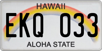 HI license plate EKQ033