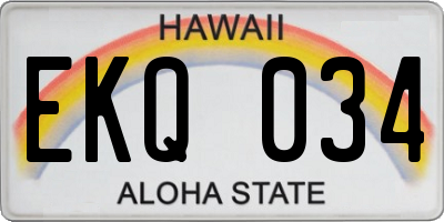 HI license plate EKQ034