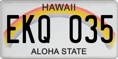 HI license plate EKQ035