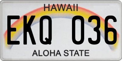 HI license plate EKQ036