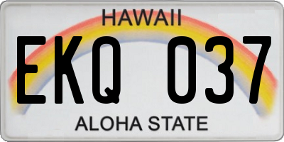 HI license plate EKQ037