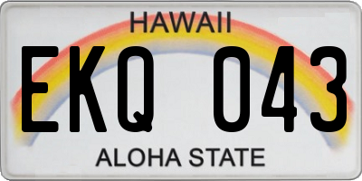 HI license plate EKQ043