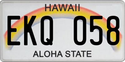 HI license plate EKQ058