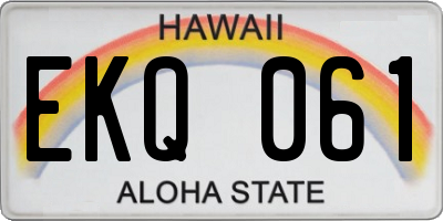 HI license plate EKQ061