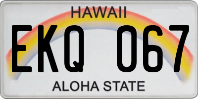 HI license plate EKQ067