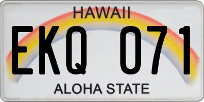 HI license plate EKQ071
