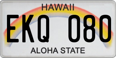 HI license plate EKQ080