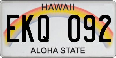 HI license plate EKQ092