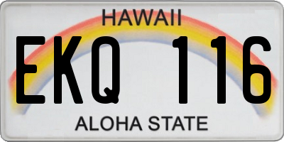 HI license plate EKQ116