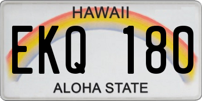 HI license plate EKQ180