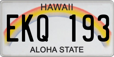 HI license plate EKQ193