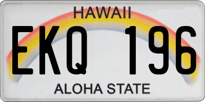 HI license plate EKQ196