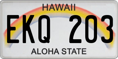 HI license plate EKQ203
